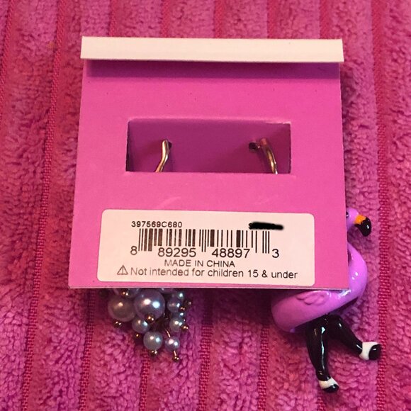 NWT Betsey Johnson flamingo frenchie bulldog pool float earrings necklace set - Picture 3 of 6